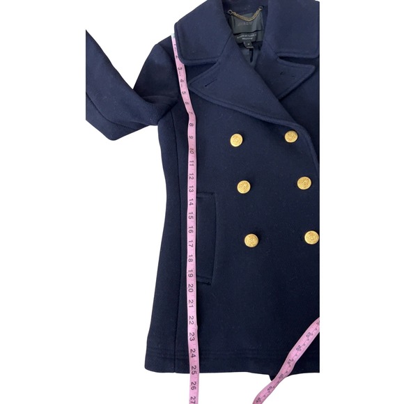 J. Crew Navy Wool PeaCoat Stadium Cloth by Nello Gori SZ: 0P - Picture 5 of 12